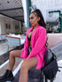 Oversized blazer with black sleeve buttons - bright pink